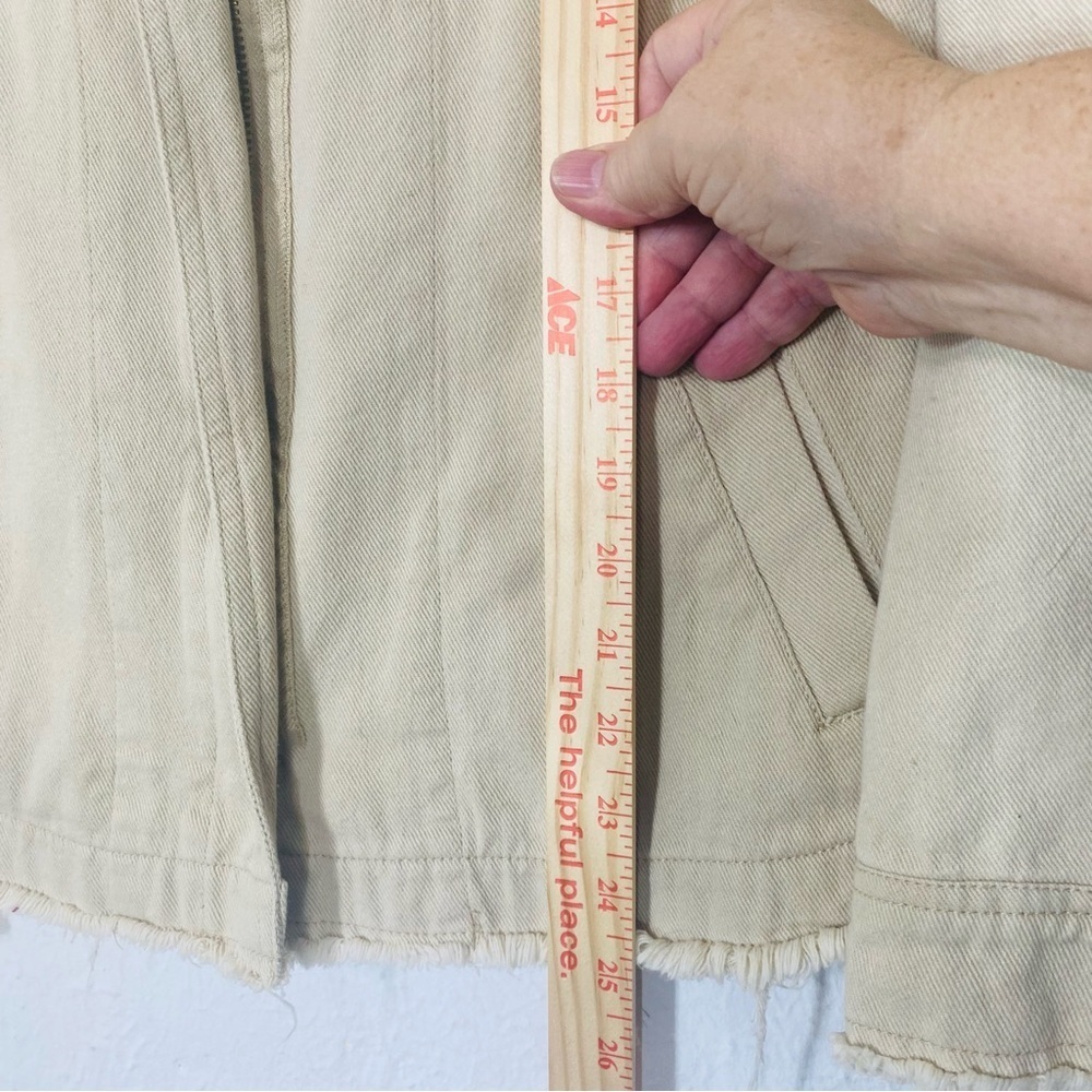 Khaki Denim Military Utility Jacket with Southwestern Beaded Details Women’s M - Picture 10 of 11